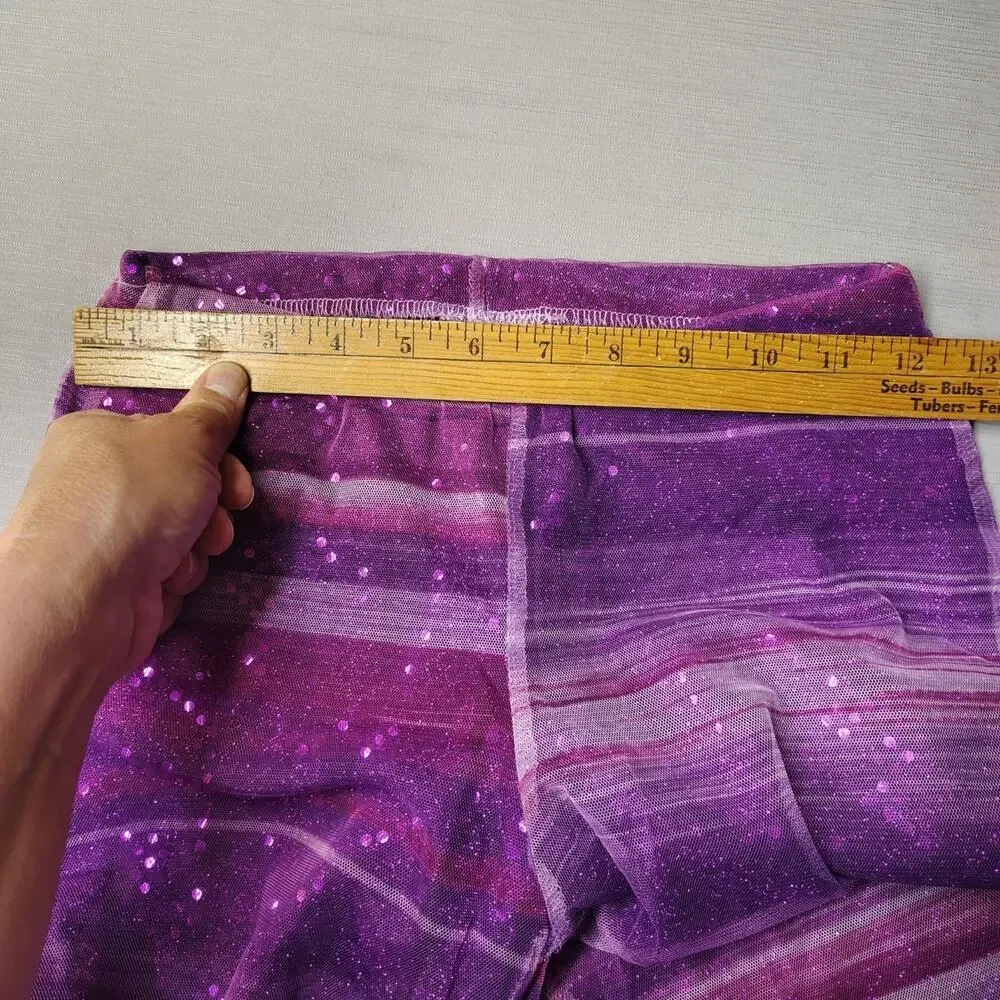 Vintage Charlotte Russe Y2K Mesh Sequin Flare Pants XS Purple Festival Rave